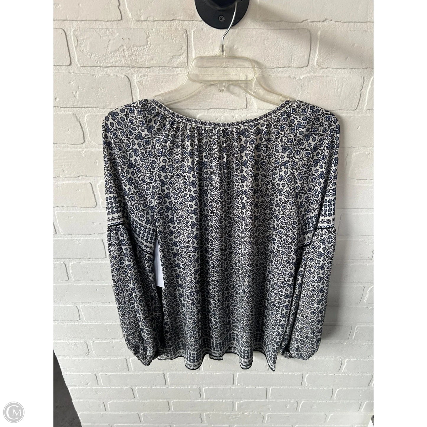 Top Long Sleeve By Max Studio In Blue & Cream, Size: Xs