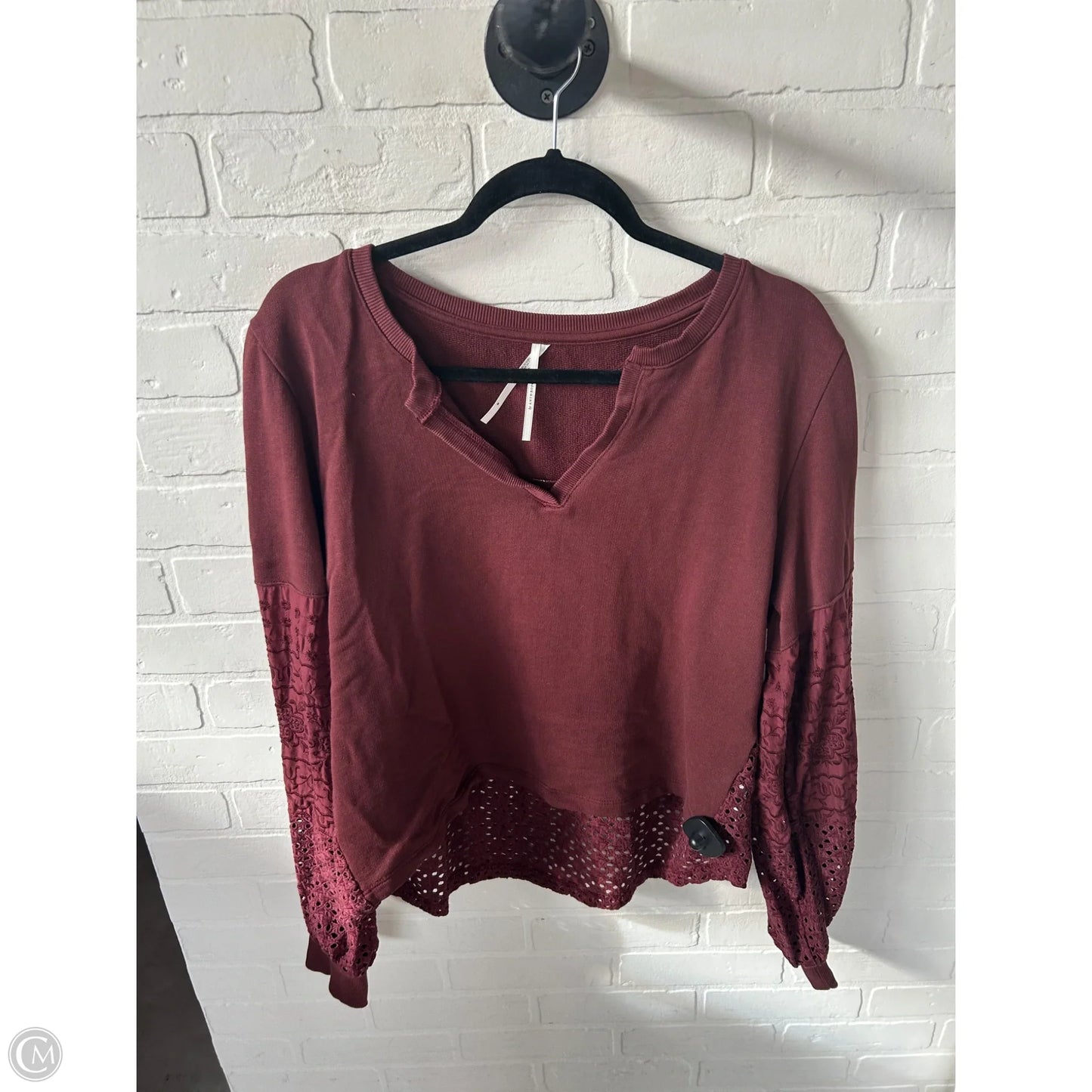 Top Long Sleeve By Anthropologie In Maroon, Size: M