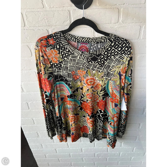 Top Long Sleeve By Johnny Was In Black & Orange, Size: L