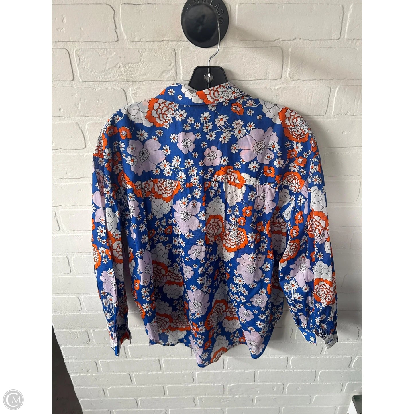 Top Long Sleeve By Rails In Blue & White, Size: S