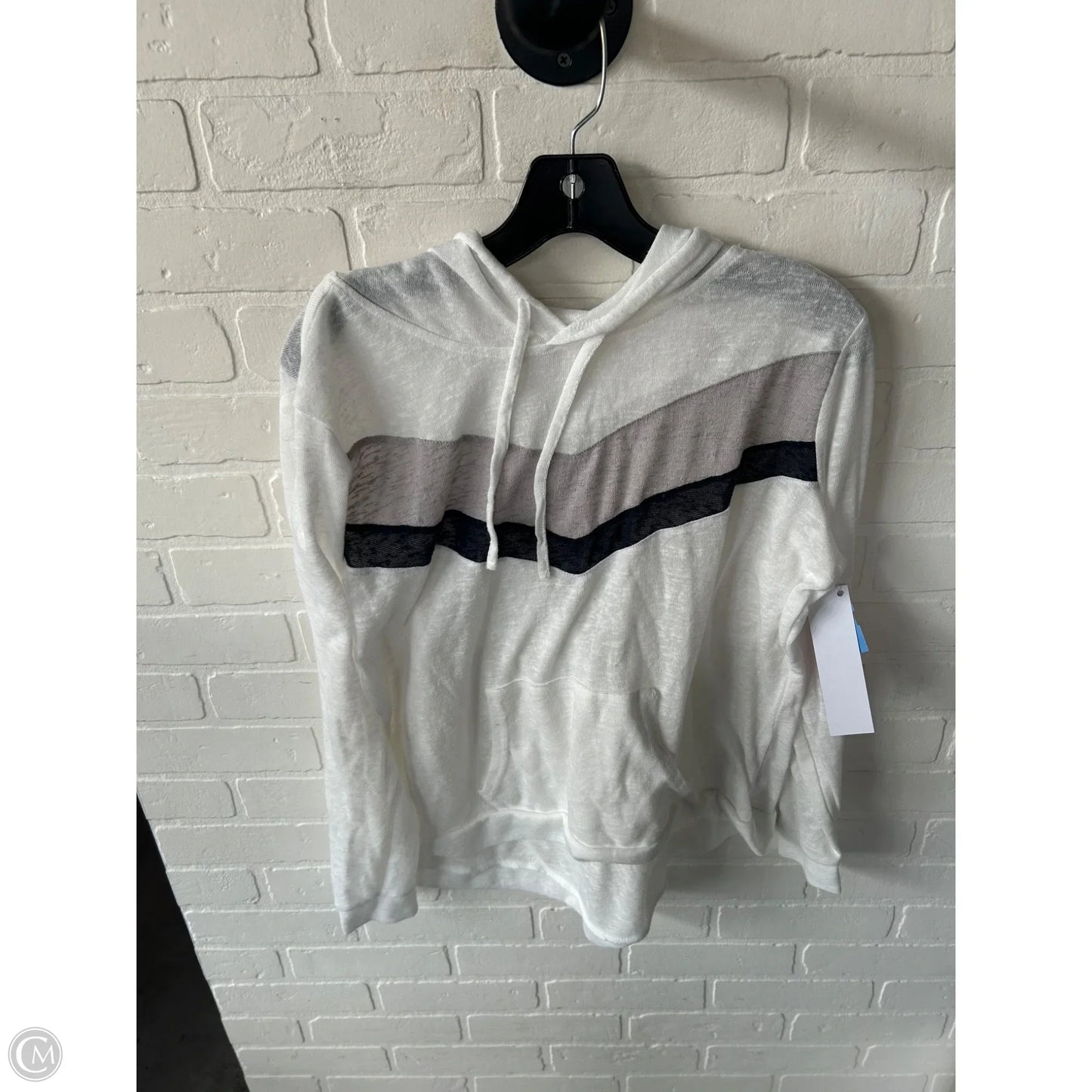 Top Long Sleeve By Weatherproof In Blue & White, Size: L