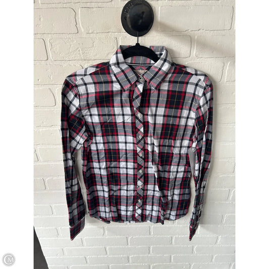 Top Long Sleeve By Banana Republic In Plaid Pattern, Size: Xs