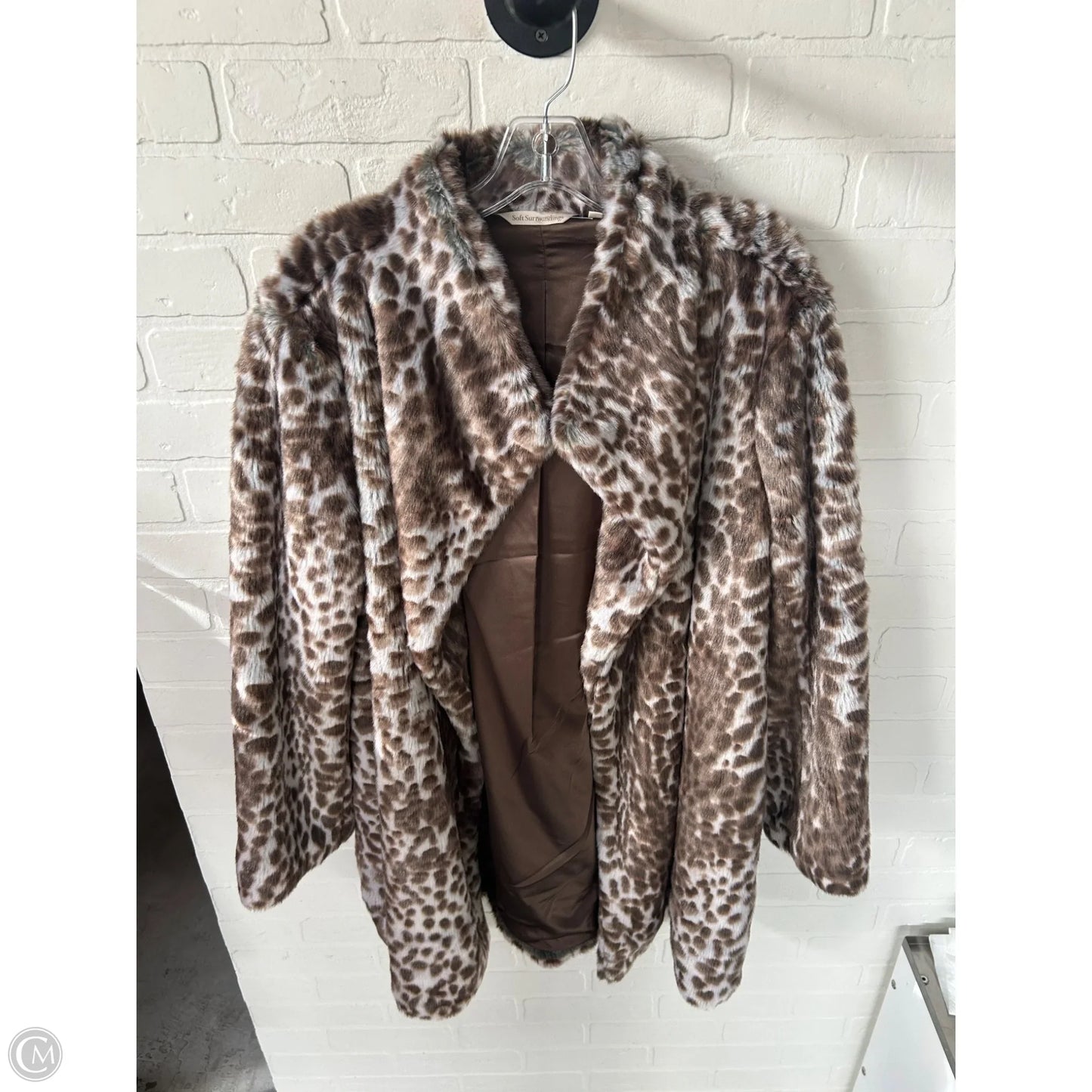 Coat Faux Fur & Sherpa By Soft Surroundings In Brown & Grey, Size: Xl