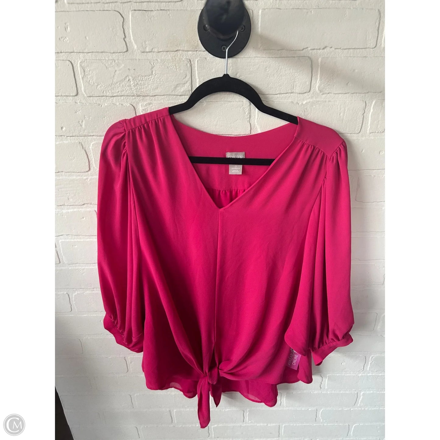 Top 3/4 Sleeve By Chicos In Pink, Size: S