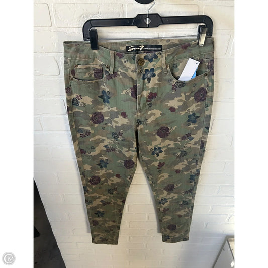 Jeans Skinny By Seven 7 In Green & Tan, Size: 12
