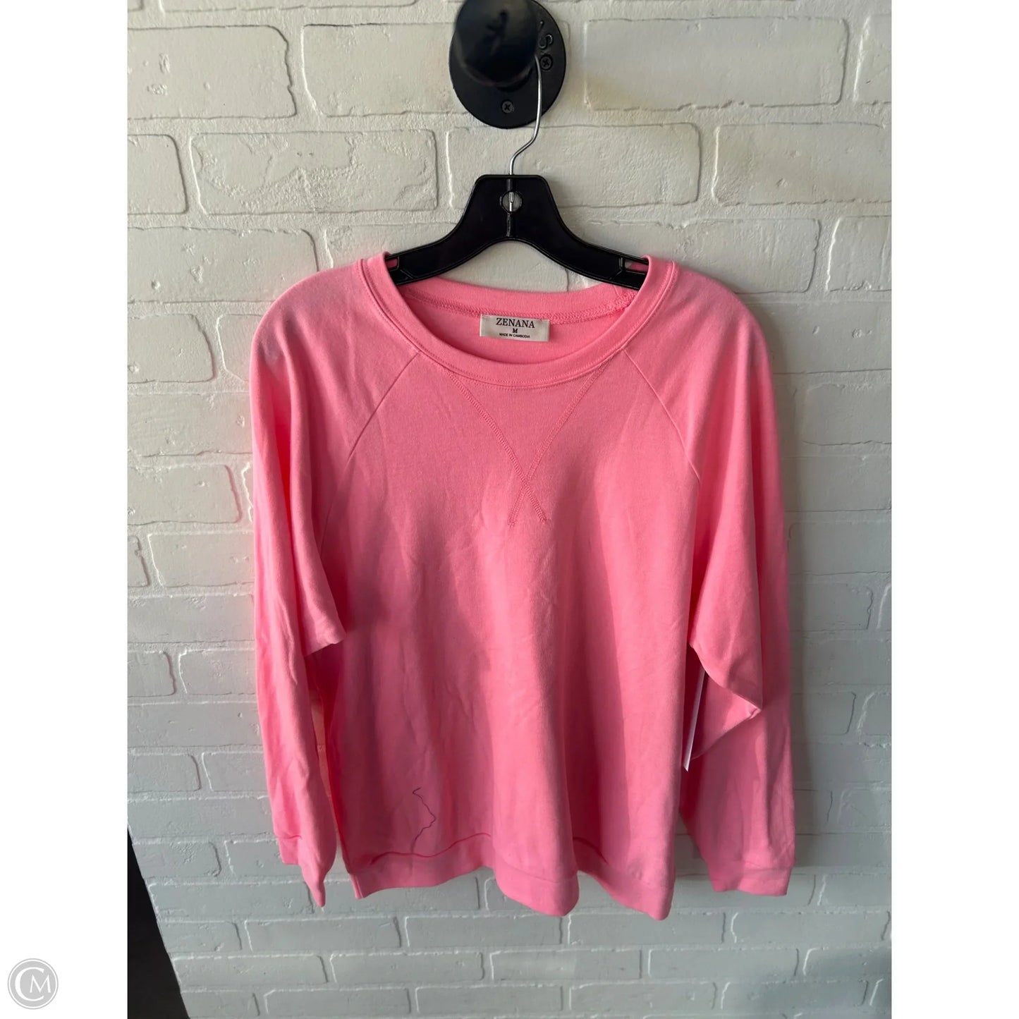 Sweatshirt Crewneck By Zenana In Pink, Size: M