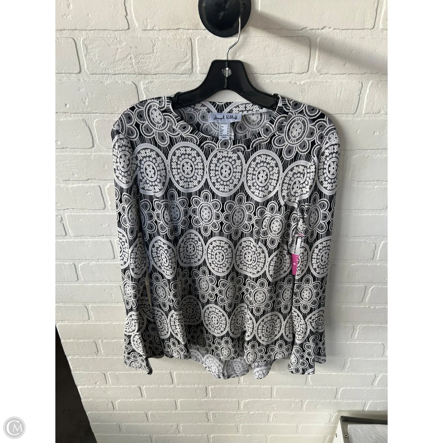 Top Long Sleeve By Joseph Ribkoff In Black & White, Size: L