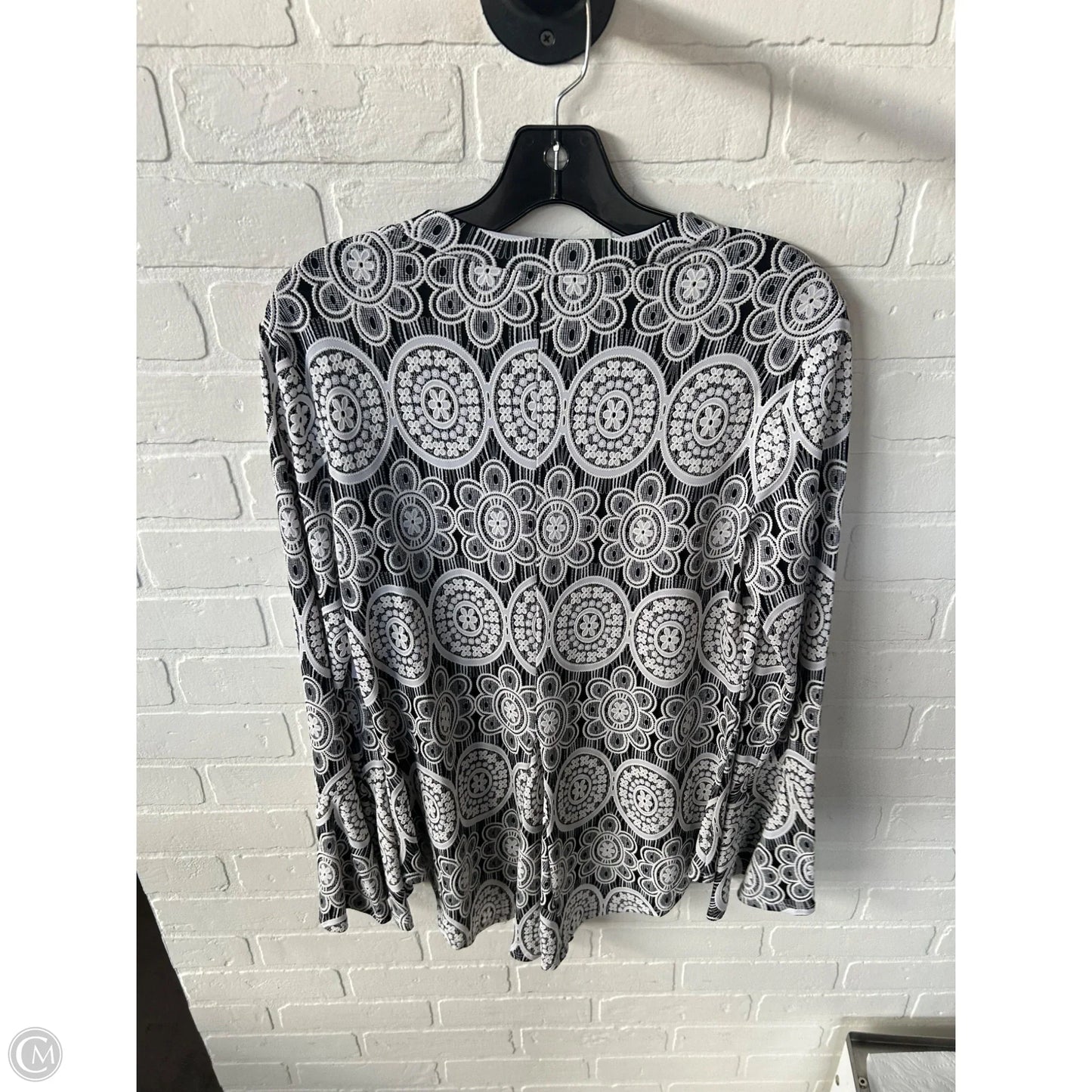Top Long Sleeve By Joseph Ribkoff In Black & White, Size: L