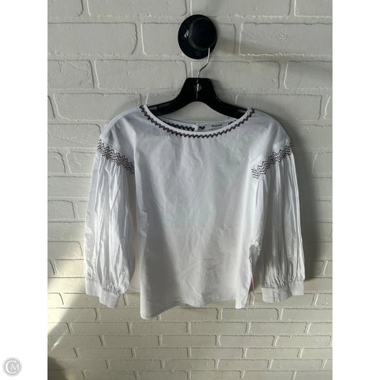 Top Long Sleeve By Madewell In White, Size: M
