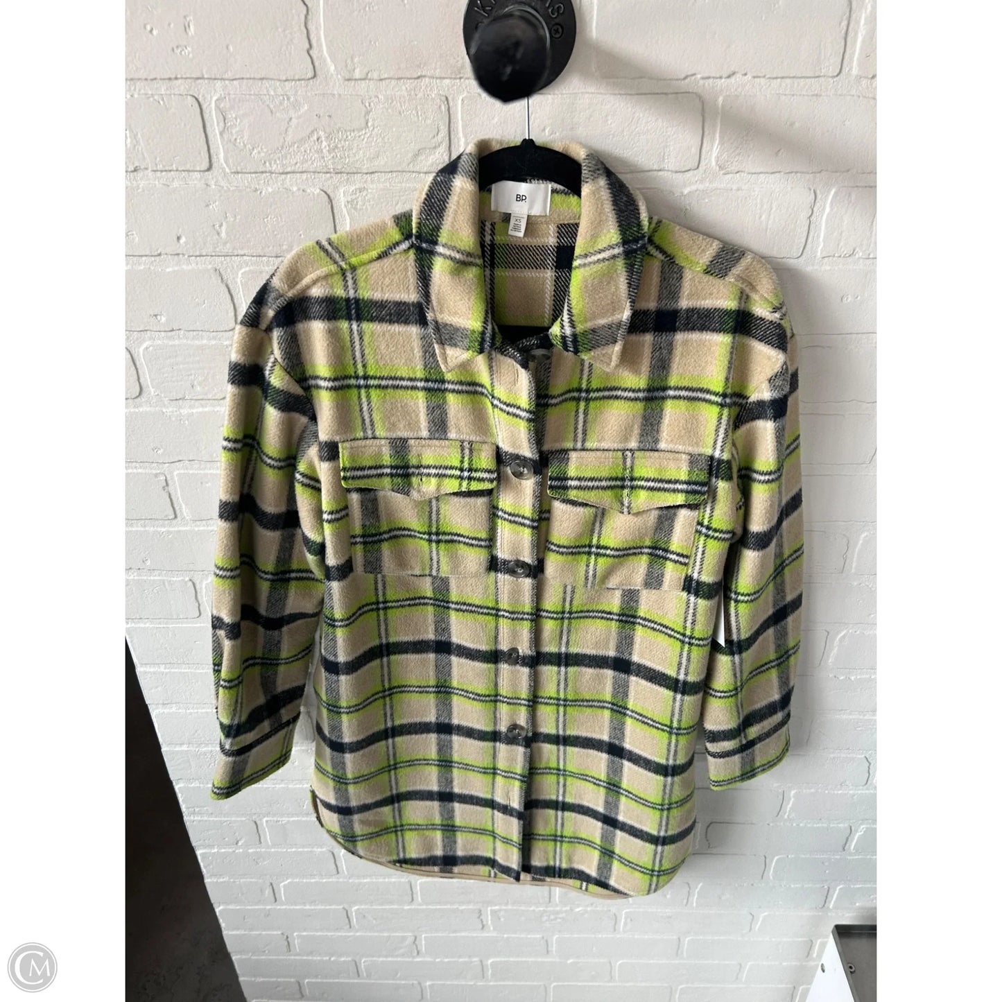 Jacket Shirt By Bp In Black & Green, Size: Xs