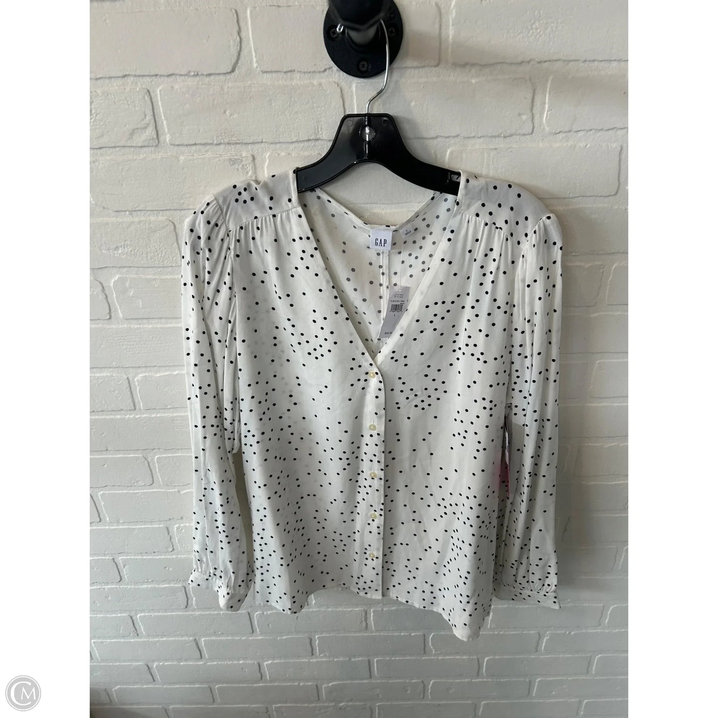 Top Long Sleeve By Gap In Blue & White, Size: L