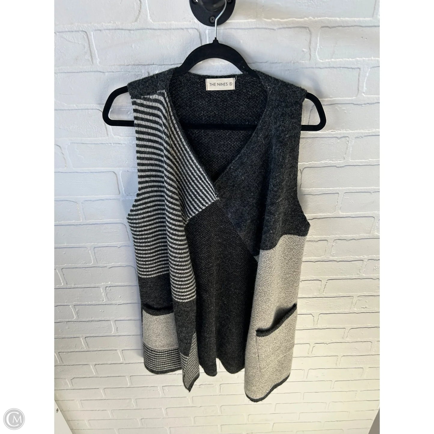 Sweater Cardigan By The Nines In Black & Cream, Size: S