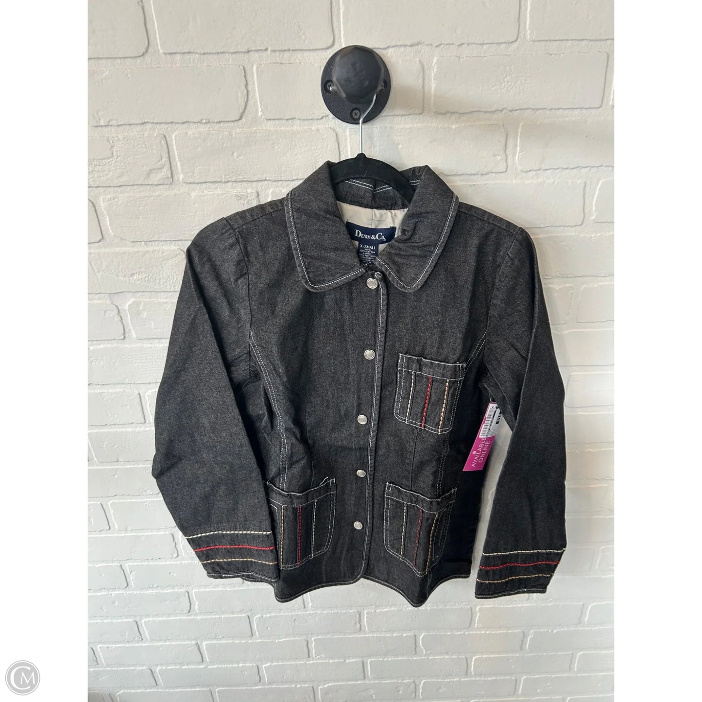 Blazer By Denim And Co Qvc In Black Denim, Size: Xs