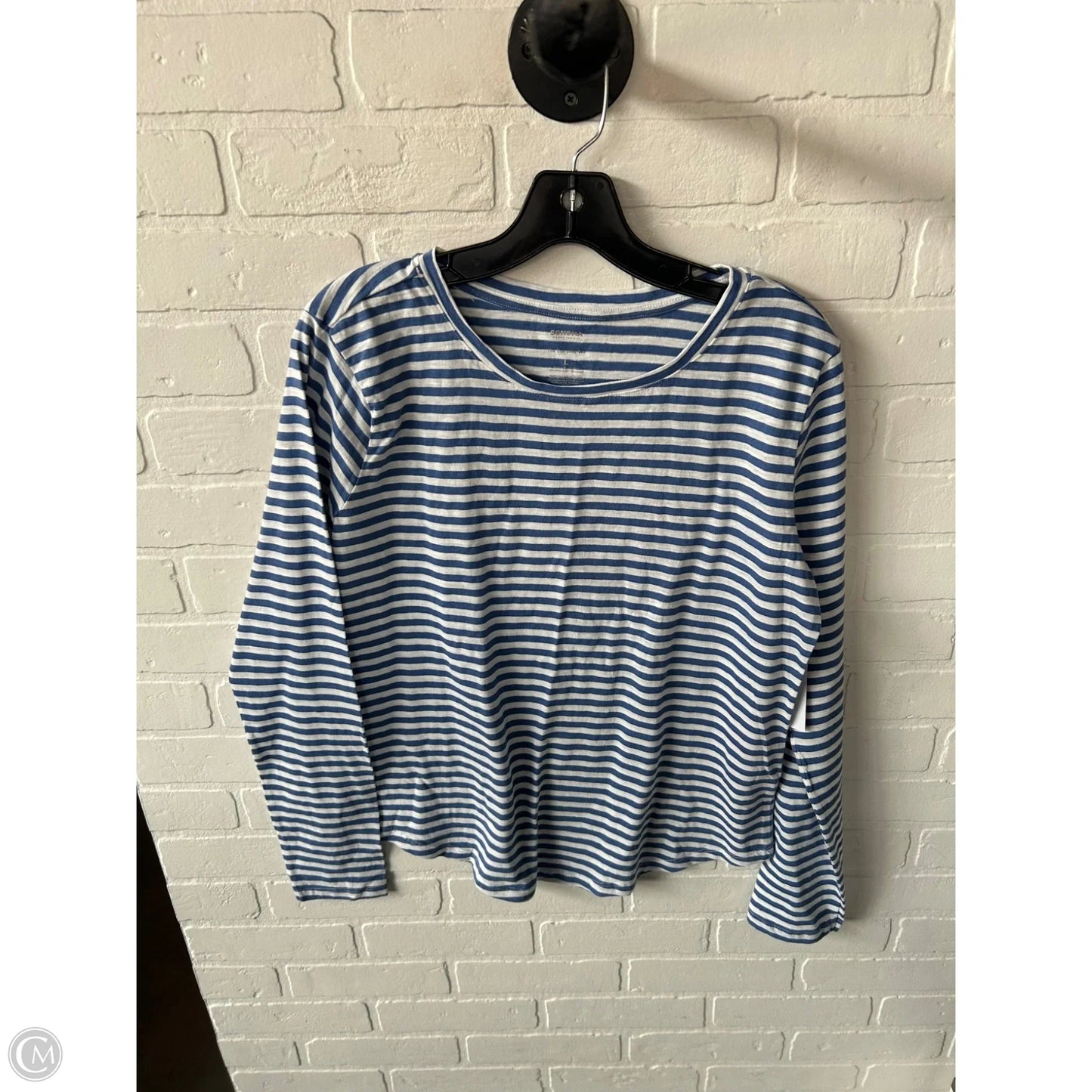 Top Long Sleeve Basic By Sonoma In Blue & White, Size: L