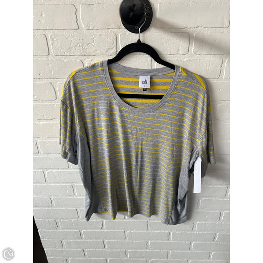 Top Short Sleeve By Cabi In Grey & Yellow, Size: Xs