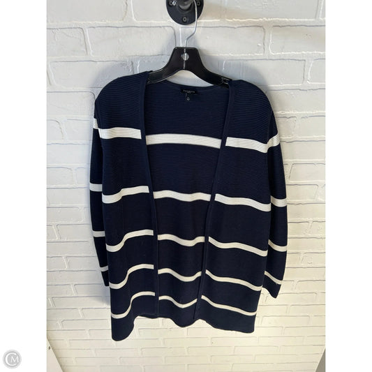 Sweater Cardigan By Talbots In Blue & White, Size: Lp