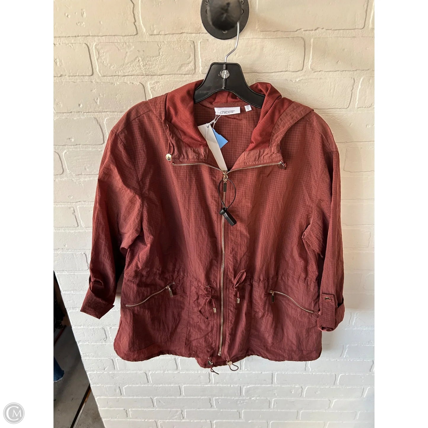 Jacket Windbreaker By Chicos In Brown, Size: M