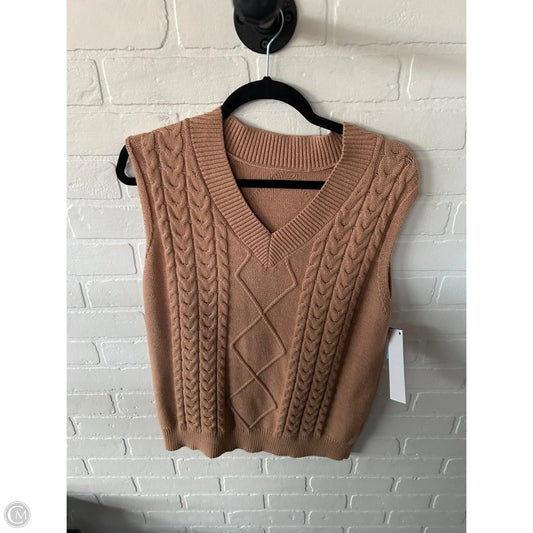 Vest Sweater By Clothes Mentor In Tan, Size: L