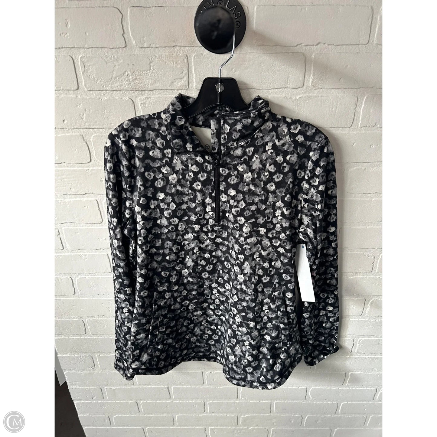 Athletic Top Long Sleeve Collar By Talbots In Black & Grey, Size: S