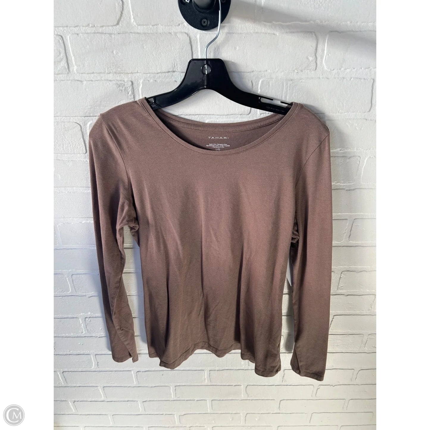 Top Long Sleeve Basic By Tahari In Brown, Size: L