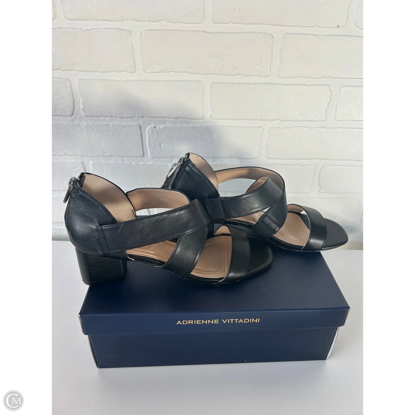 Sandals Heels Block By Adrienne Vittadini In Black, Size: 7