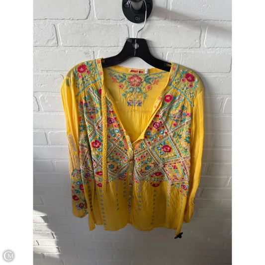 Top Long Sleeve Designer By Johnny Was In Yellow, Size: L