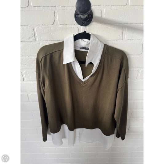 Sweater By Adrianna Papell In Green & White, Size: L