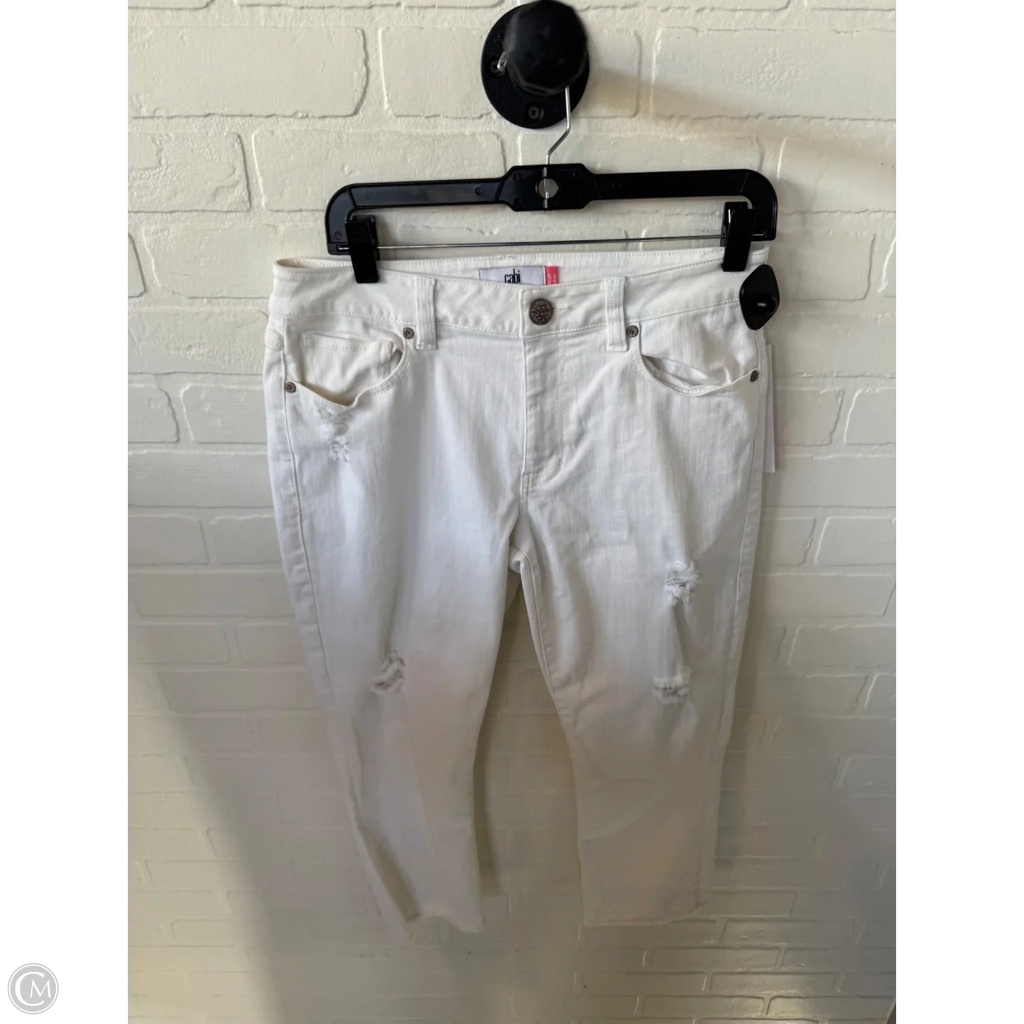 Jeans Straight By Cabi In White Denim, Size: 8