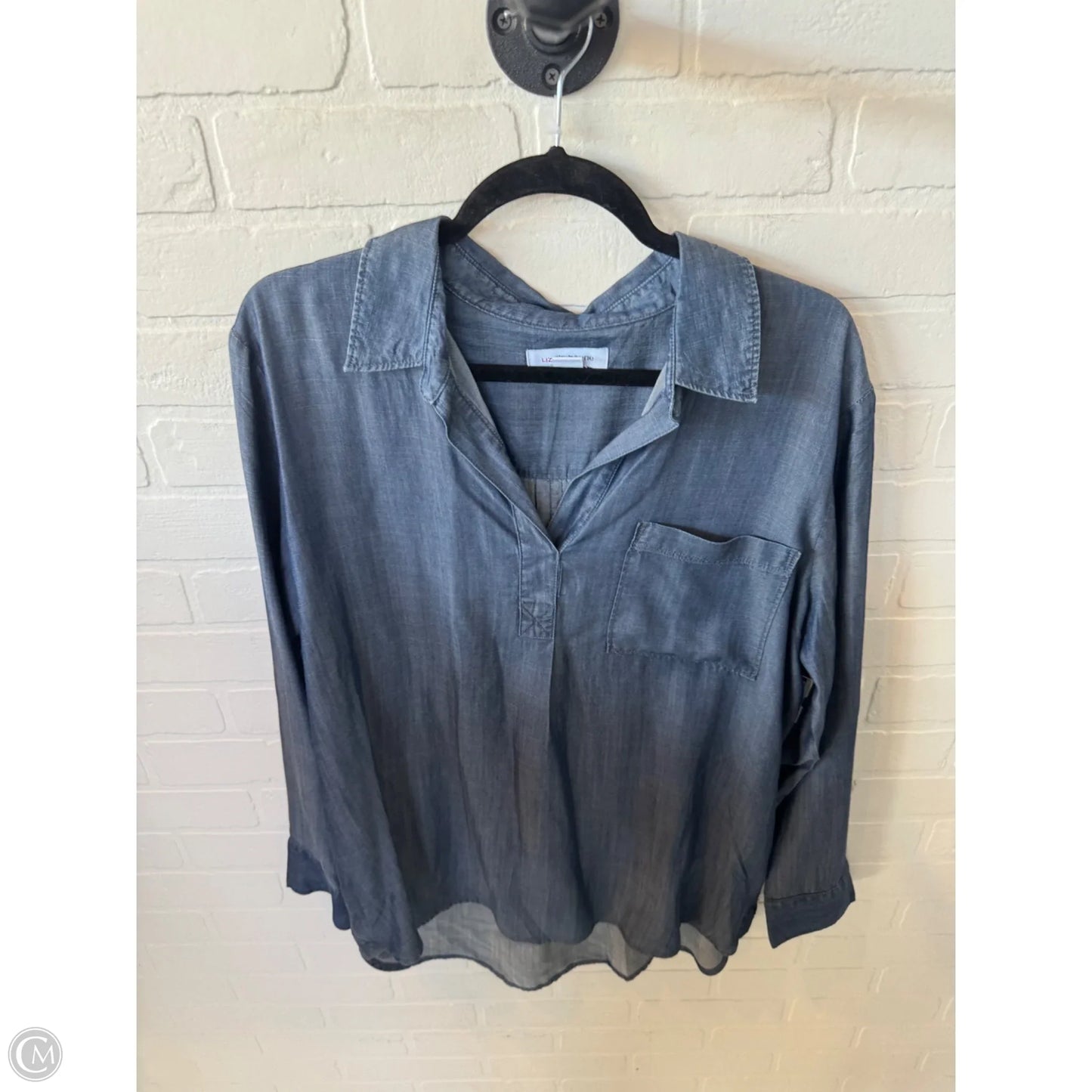 Top Long Sleeve By Liz Claiborne In Blue, Size: L