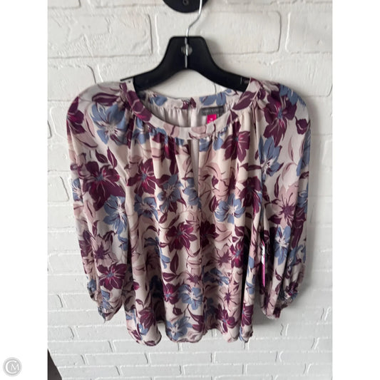 Top 3/4 Sleeve By Vince Camuto In Cream & Purple, Size: M