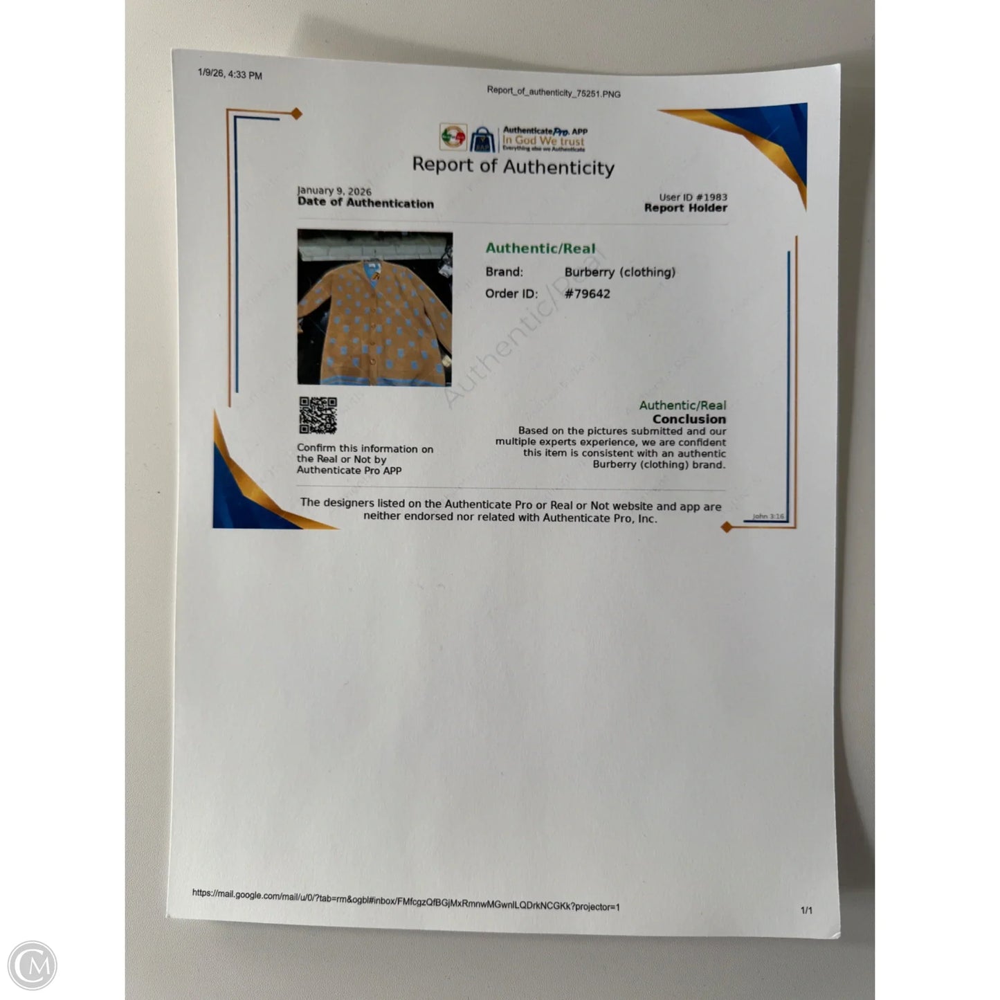 Sweater Cardigan Luxury Designer By Burberry In Blue & Tan, Size: M