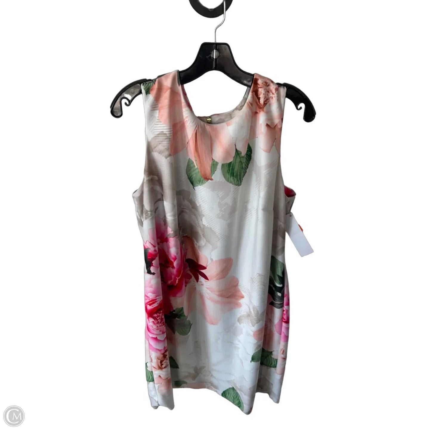 Dress Work By Calvin Klein In Cream & Pink, Size: 1x
