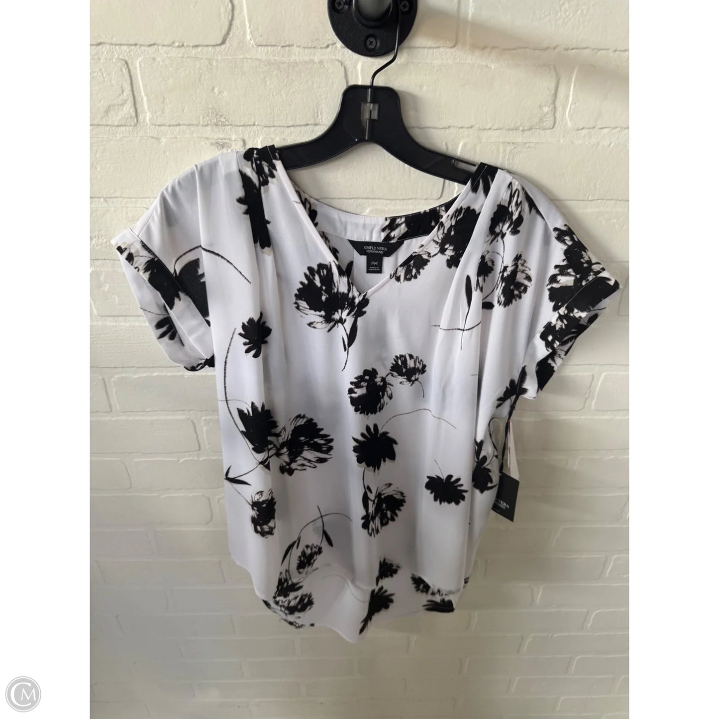 Top Sleeveless By Simply Vera In Black & White, Size: Mp