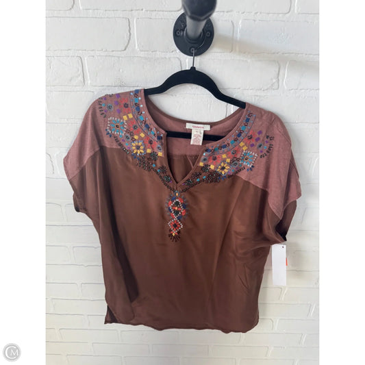Top Short Sleeve By Sundance In Brown, Size: L