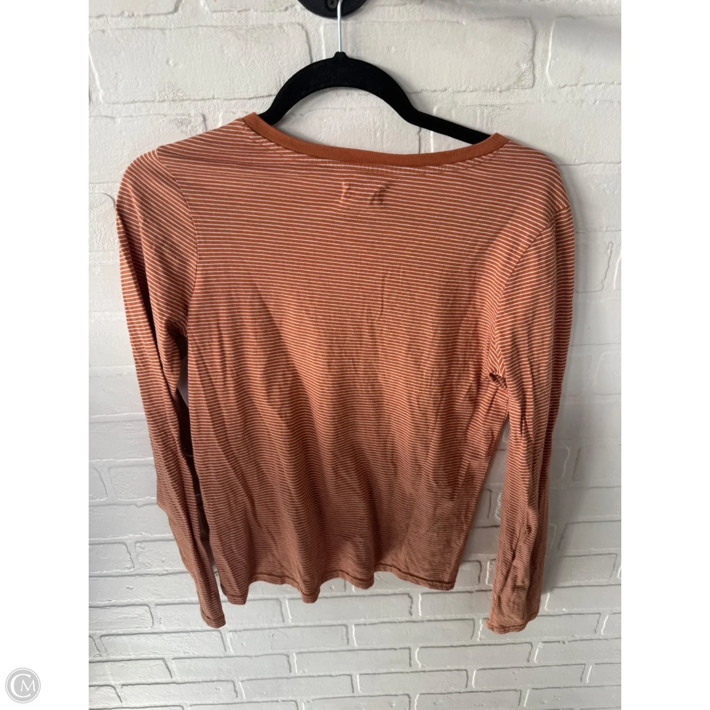 Top Long Sleeve Basic By Pact In Orange & White, Size: S