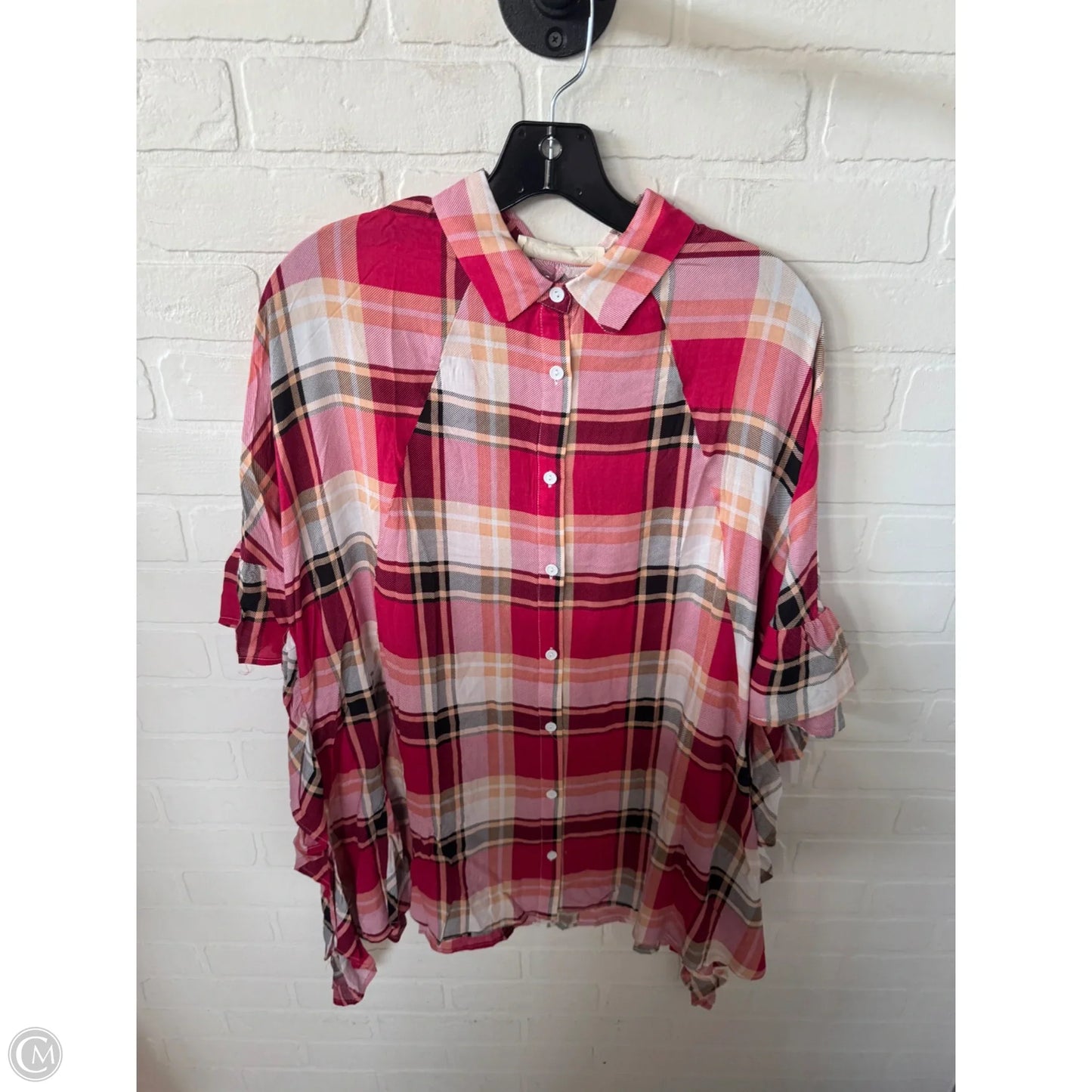 Top 3/4 Sleeve By Vine & Love In Pink & Red, Size: M