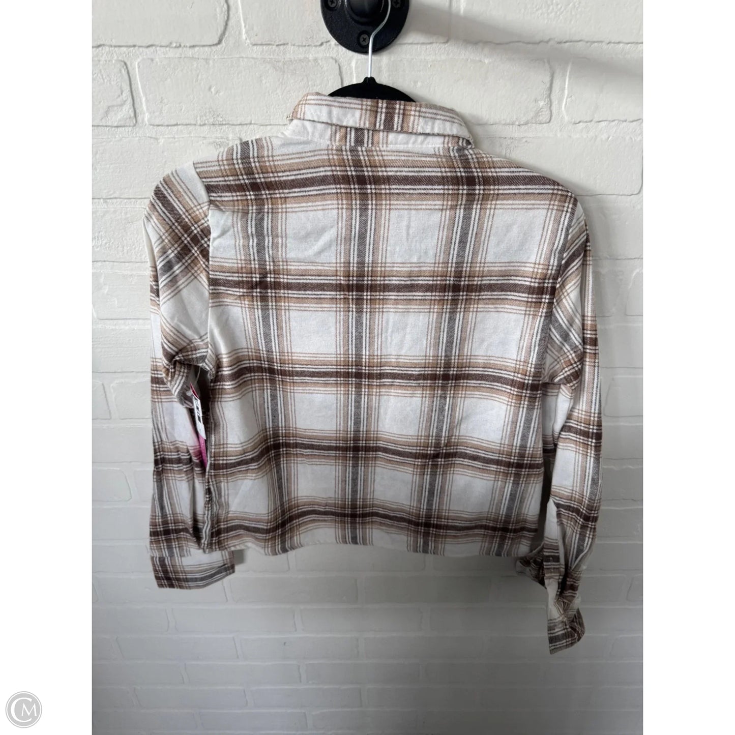 Top Long Sleeve By No Comment In Brown & Cream, Size: S