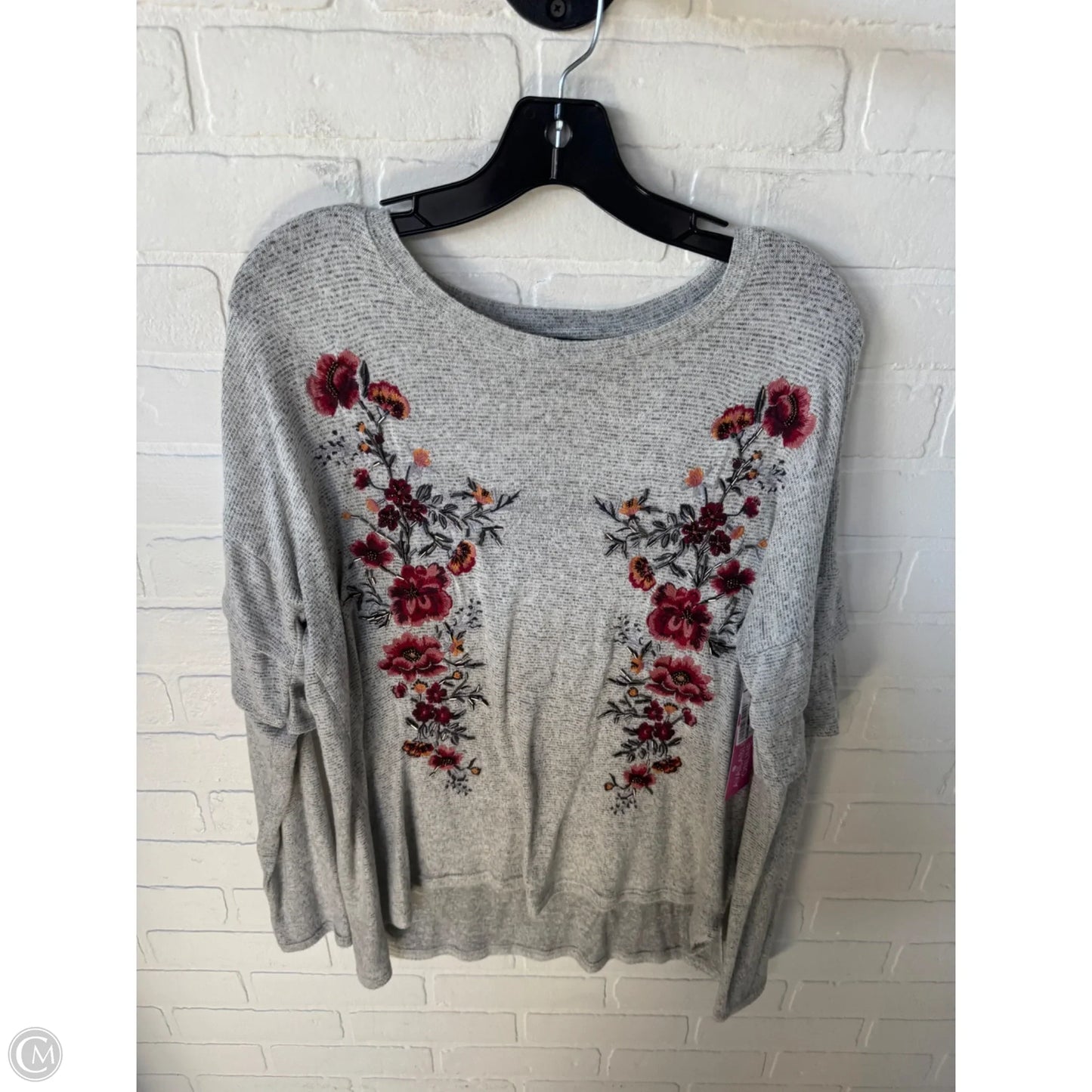 Top Long Sleeve By Miss Me In Grey & Red, Size: M