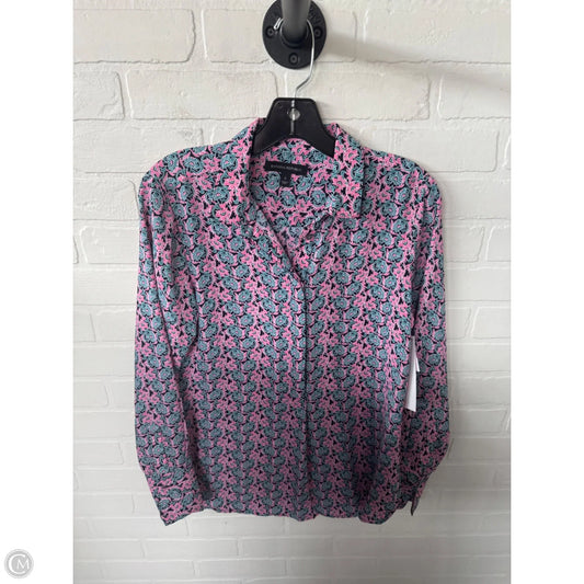 Top Long Sleeve By Banana Republic In Blue & Pink, Size: S
