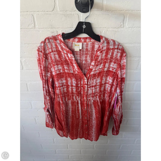Top Long Sleeve By Maeve In Orange & White, Size: Mp