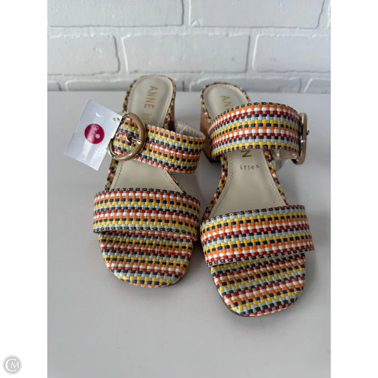 Sandals Heels Block By Anne Klein In Orange & Tan, Size: 7.5