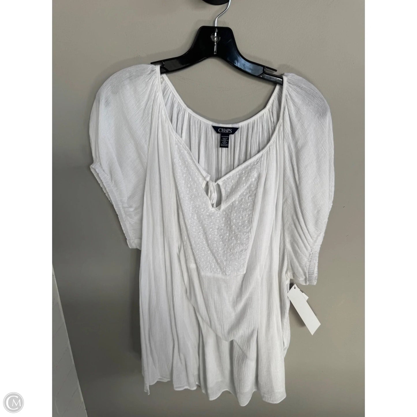 Top Short Sleeve By Chaps In White, Size: 2x