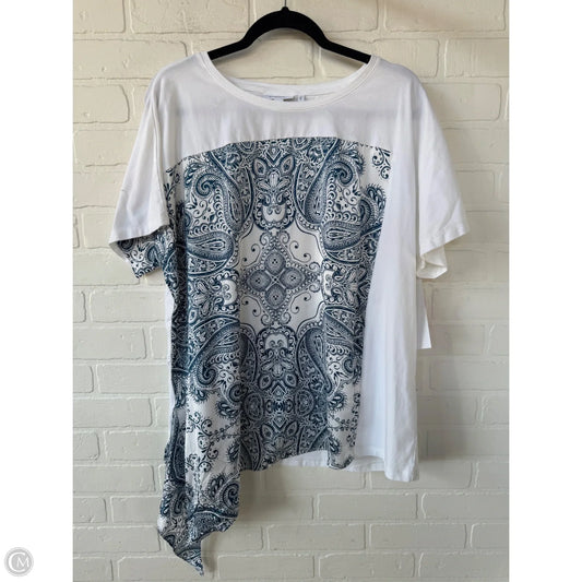Top Short Sleeve By Chicos In Blue & White, Size: Xl