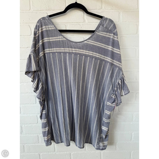 Top Short Sleeve By Lucky Brand In Cream & Grey, Size: 1x