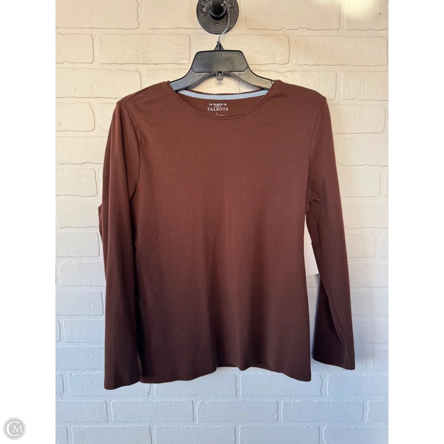 Top Long Sleeve Basic By Talbots In Brown, Size: L