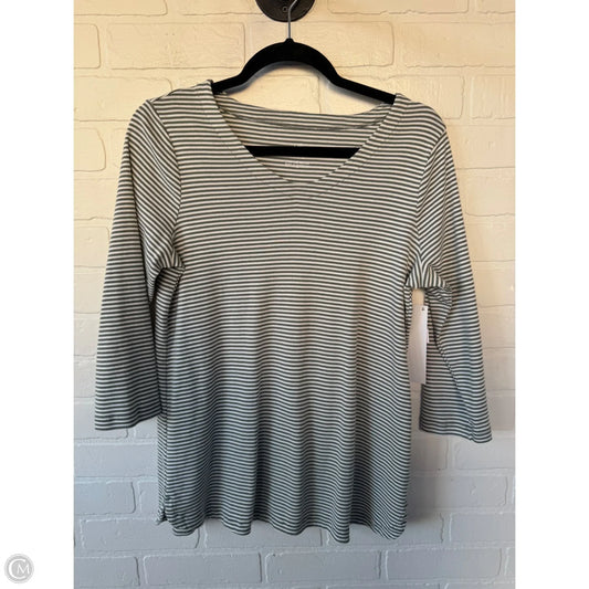Top 3/4 Sleeve Basic By J. Jill In Green & White, Size: M