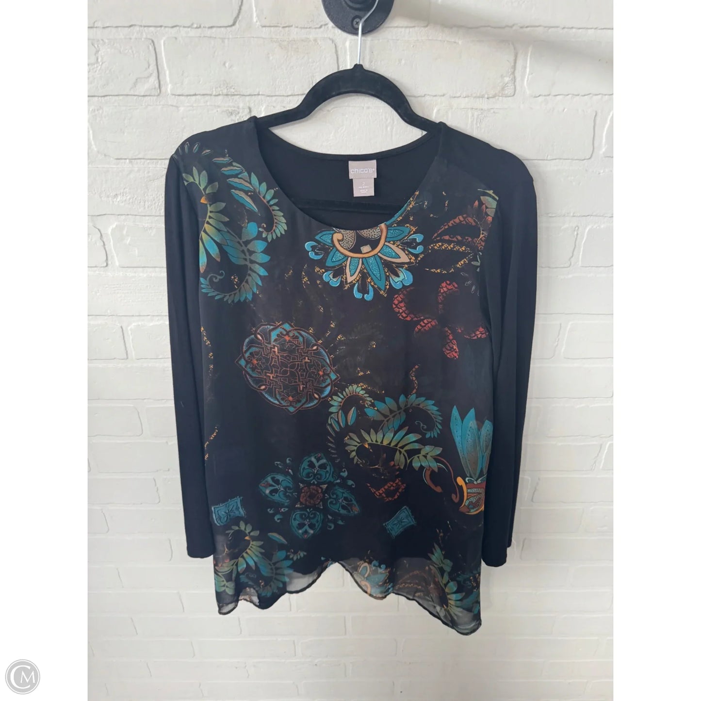 Top Long Sleeve By Chicos In Black, Size: L