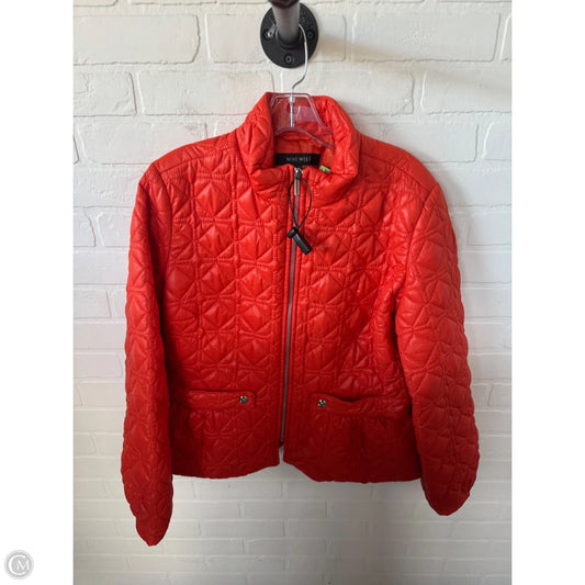 Jacket Puffer & Quilted By Nine West In Orange, Size: L