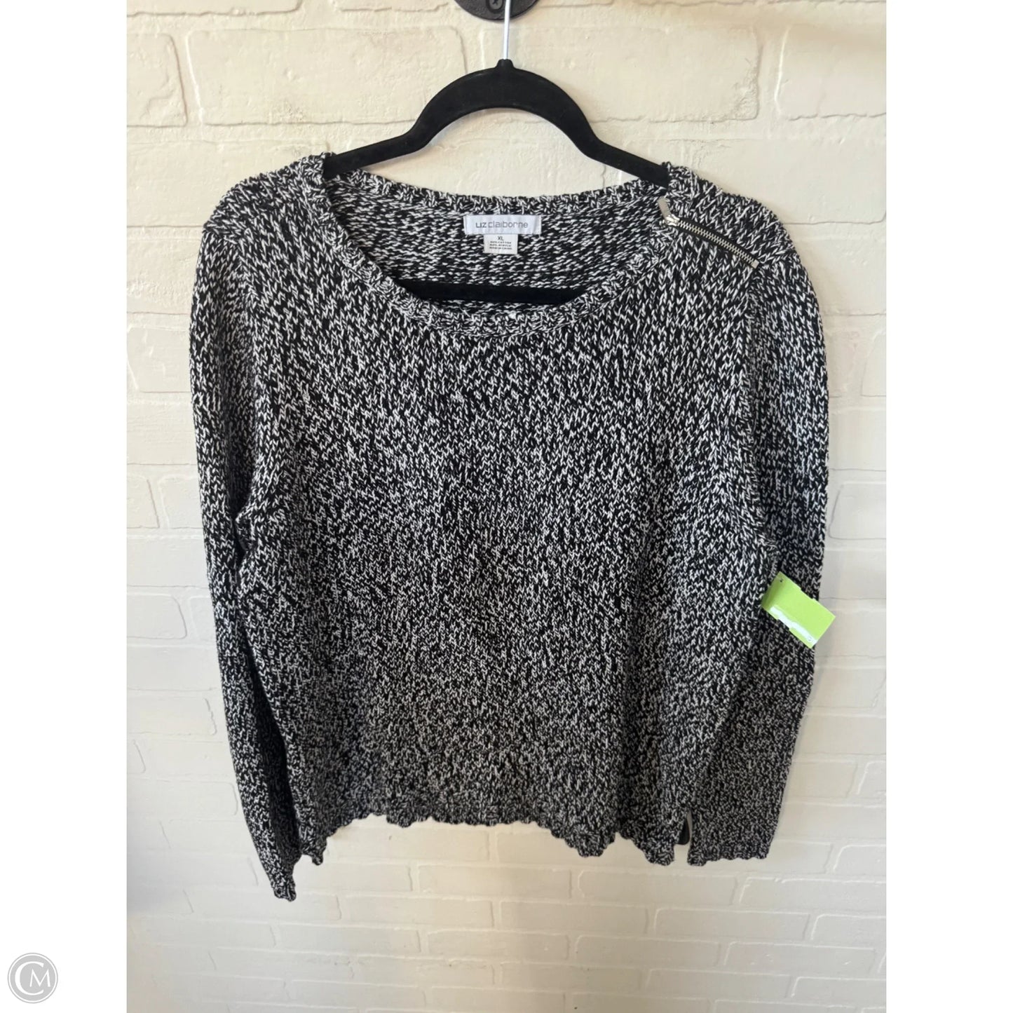 Sweater By Liz Claiborne In Black & White, Size: Xl