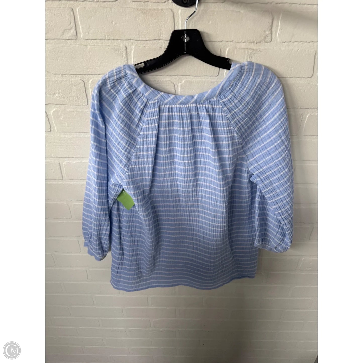 Top 3/4 Sleeve By J. Jill In Blue & White